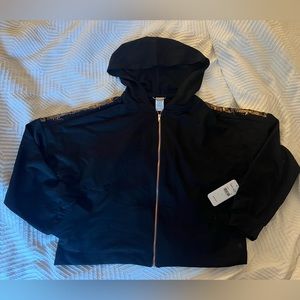 SPLENDID hoodie XS black and rose gold design shoulder sleeves women NWT new